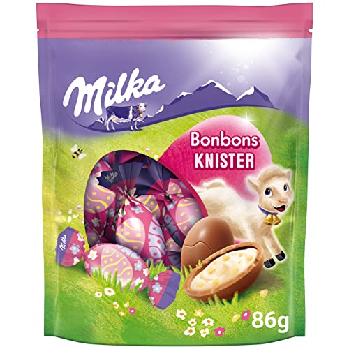 Milka Bonbons Knister 1 x 86g I Osterschokolade Einzelpackung I für das Osternest und zum Verstecken I Süßigkeiten zu Ostern aus 100% Alpenmilch Schokolade von Milka