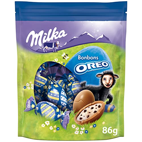 Milka Bonbons OREO 1 x 86g I Osterschokolade Einzelpackung I für das Osternest und zum Verstecken I Süßigkeiten zu Ostern aus 100% Alpenmilch Schokolade von Milka