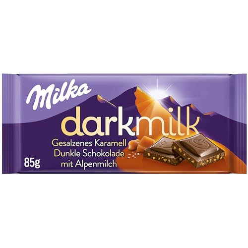 Milka Dark Milk Gesalzenes Karamell 1x 85g I Zartherbe Alpenmilch-Schokolade I mit Salz-Karamell I Milka Schokolade aus 100% Alpenmilch I Tafelschokolade von Milka