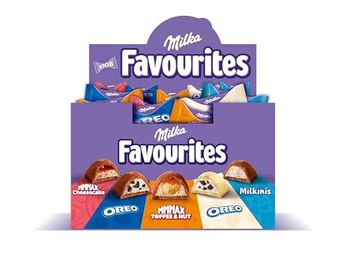 Milka Favourites 1 x 1kg Großpackung I Schoko Pralinen Mix I Einzeln verpackte Pralinen I 5 verschiedene Sorten I Schokoladen-Geschenk I Milka Schokolade aus 100% Alpenmilch von Milka