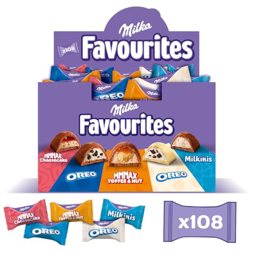 Milka Favourites 1 x 1kg Großpackung I Schoko Pralinen Mix I Einzeln verpackte Pralinen I 5 verschiedene Sorten I Schokoladen-Geschenk I Milka Schokolade aus 100% Alpenmilch von Milka