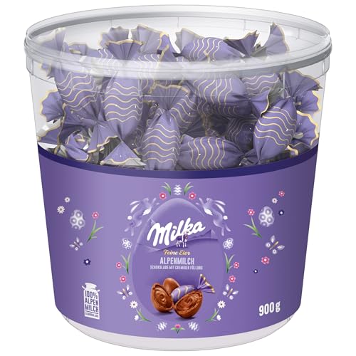 Milka Feine Eier Alpenmilch 1 x 900g I Osterschokolade Großpackung I für das Osternest und zum Verstecken I Süßigkeiten zu Ostern aus 100% Alpenmilch Schokolade von Milka