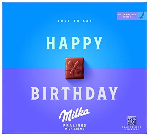 Milka Happy Birthday Alpenmilchschokoladenpralinen mit Milchcreme-Füllung, 20 Stück, 110 g von Milka