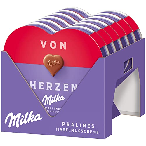 Milka I Love Milka Pralinen 12 x 44g, Geschenkverpackung mit Pralinen aus Nuss-Nougat-Crème umhüllt von Alpenmilch Schokolade von Milka