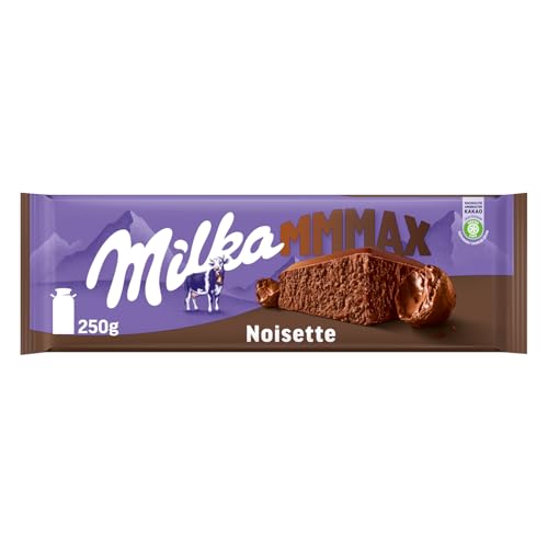 Milka MMMAX Noisette 1 x 250g I Großtafel I Alpenmilch-Schokolade I mit cremiger Haselnuss-Füllung I Milka Nuss-Schokolade aus 100% Alpenmilch I Tafelschokolade von Milka