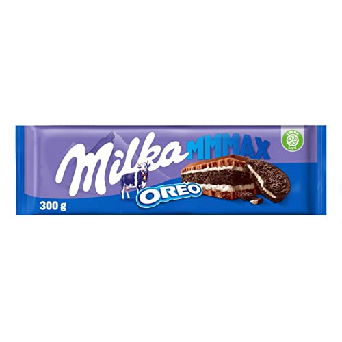 Milka Mmmax mit OREO Schokoriegel, Alpenmilchschokolade mit Kakaokeksstücken und Milchcremefüllung, 300g von Milka