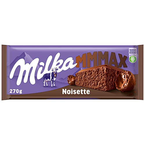 Milka Noisette 1 x 270g I Großtafel I Alpenmilch-Schokolade I mit cremiger Haselnuss-Füllung I Milka Nuss-Schokolade aus 100% Alpenmilch I Tafelschokolade (Packung mit 10) von Milka