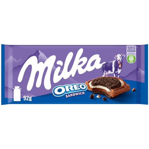 Milka OREO Sandwich 1 x 92g I Alpenmilch-Schokolade I mit OREO Keksen I Milka Schokolade aus 100% Alpenmilch I Tafelschokolade von Milka