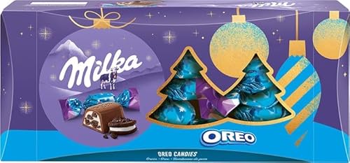 Milka Oreo Weihnachtschokoladen - 300g Alpenmilchschokoladen mit Oreo Geschmack, einzeln verpackt. von Milka