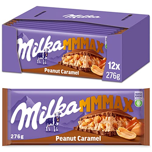 Milka Peanut Caramel 12 x 276g Großtafel, Schokoladentafel mit Erdnuss Karamell von Milka