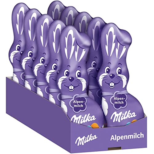 Milka Schmunzelhase Alpenmilch 10 x 175g, Schokoladenhase aus Alpenmilch Schokolade von Milka