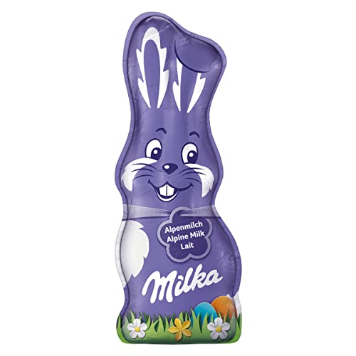 Milka Schmunzelhase Alpenmilch 24 x 45g I Osterschokolade Großpackung I Osterhasen Schokolade aus 100% Alpenmilch von Milka