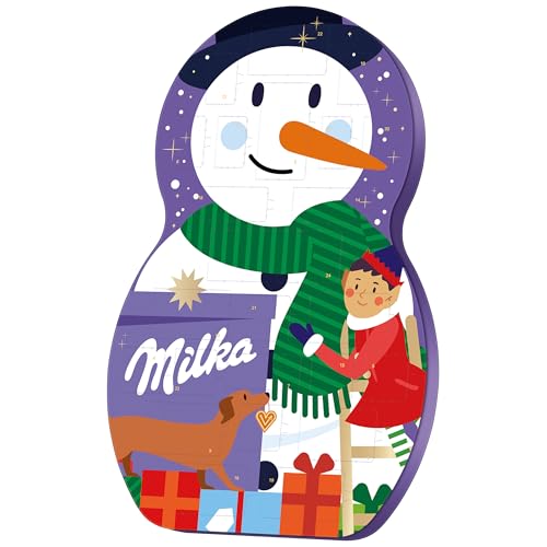 Milka Snow Mix Adventskalender 1 x 236g I I Weihnachtskalender I I mit Weihnachtsschokolade, Schoko Kugeln Aplenmilch & weiße Schokolade von Milka