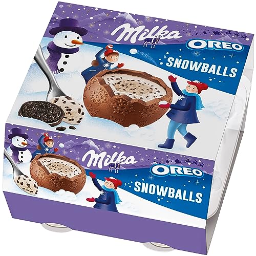 Milka Snowballs OREO 1 x 112g I Gefüllte Weihnachtsschokolade Einzelpackung I Große Schokokugeln zum Auslöffeln I Süßigkeiten zu Weihnachten aus 100% Alpenmilch Schokolade von Milka