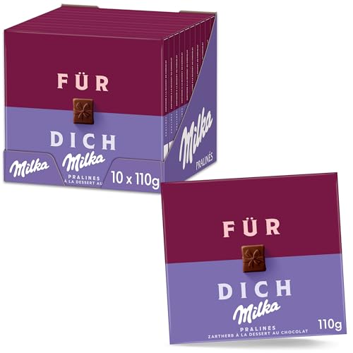 Milka Für Dich 10 x 110g, Pralinen aus zartherber Alpenmilch Schokolade gefüllt mit feinster Kakaocrème von Milka