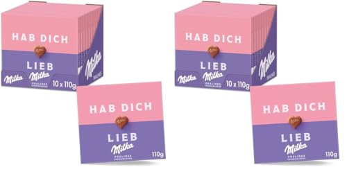 Milka Von Herzen Pralinés Erdbeer-Crème 10 x 110g, Pralinen aus zarter Alpenmilch Schokolade gefüllt mit feinster Erdbeer-Crème (Packung mit 2) von Milka