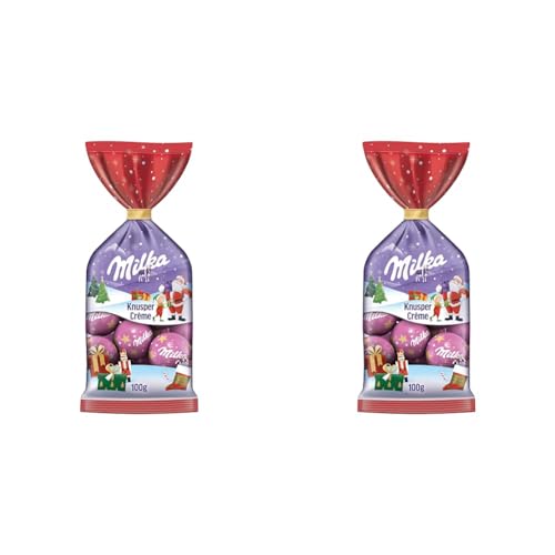 Milka Weihnachts-Kugeln Knusper-Créme 1 x 100g I Weihnachtsschokolade Einzelpackung I Adventskalender Schokolade I Süßigkeiten zu Weihnachten aus 100% Alpenmilch Schokolade (Packung mit 2) von Milka