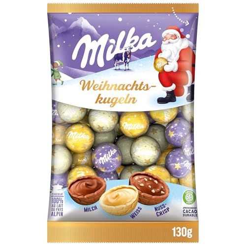 Milka Weihnachts-Kugeln Mix 1 x 350g I Weihnachtsschokolade Einzelpackung I Adventskalender Schokolade I Süßigkeiten zu Weihnachten aus 100% Alpenmilch Schokolade von Milka