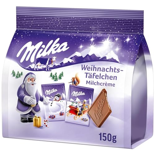 Milka Weihnachts-Täfelchen Milchcréme 1 x 150g I Weihnachtsschokolade Einzelpackung I Adventskalender Schokolade I Süßigkeiten zu Weihnachten aus 100% Alpenmilch Schokolade von Milka