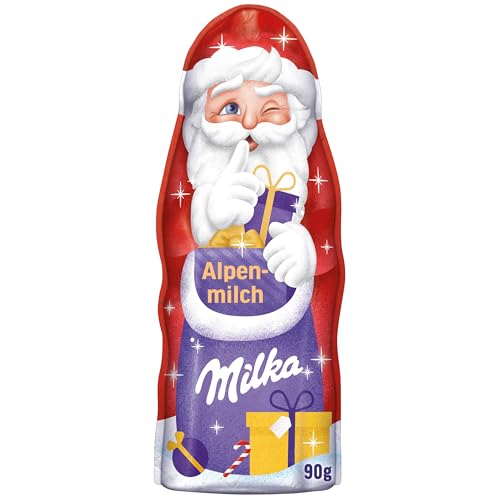 Milka Weihnachtsmann Alpenmilch 1 x 90g I Schoko Weihnachtsmann I Weihnachtsschokolade aus 100% Alpenmilch von Milka