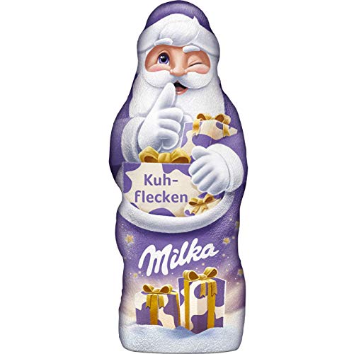 Milka Weihnachtsmann Kuhflecken 1 x 100g, Alpenmilch Schokolade gefleckt mit weißer Schokolade von Milka