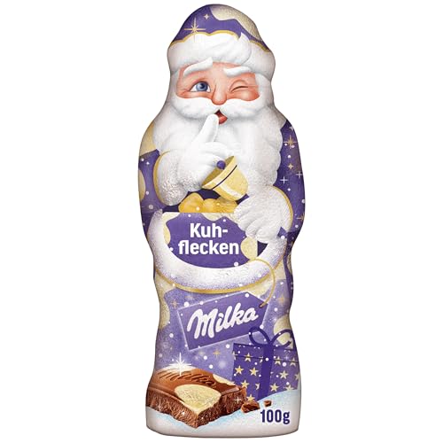 Milka Weihnachtsmann Kuhflecken Schokolade 1 x 100g I Schoko Weihnachtsmann I Weihnachtsschokolade aus 100% Alpenmilch von Milka