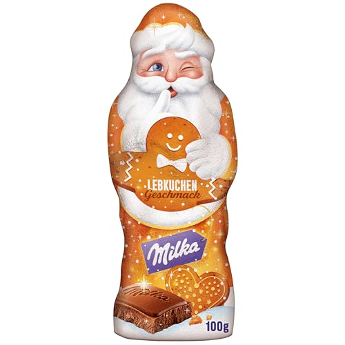 Milka Weihnachtsmann Lebkuchen Geschmack 1 x 100g I Schoko Weihnachtsmann I Weihnachtsschokolade aus 100% Alpenmilch mit Gewürz-Gebäck-Stückchen von Milka