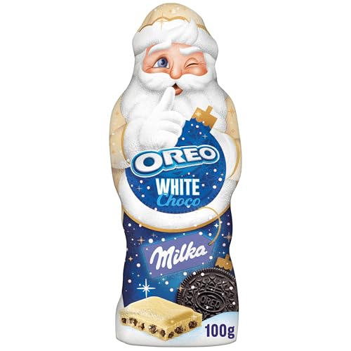 Milka Weihnachtsmann OREO White 1 x 100g I Schoko Weihnachtsmann I Weiße Weihnachtsschokolade aus 100% Alpenmilch mit OREO Keks-Stückchen von Milka