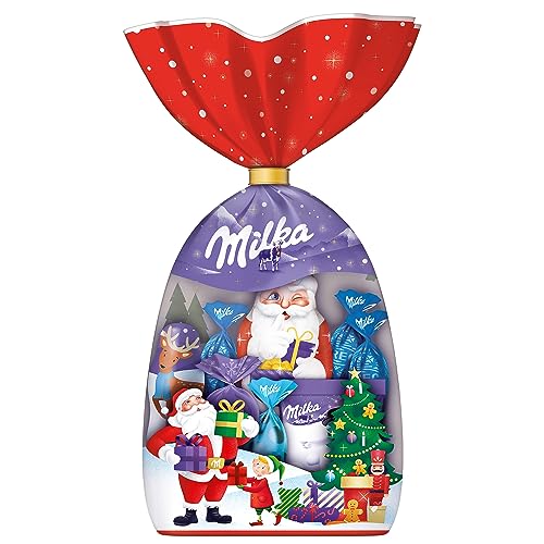 Milka Weihnachtsmischung 1 x 126g I Weihnachtsschokolade Mix-Beutel Einzelpackung I Weihnachts-Geschenk Schokolade I Süßigkeiten zu Weihnachten aus 100% Alpenmilch Schokolade von Milka