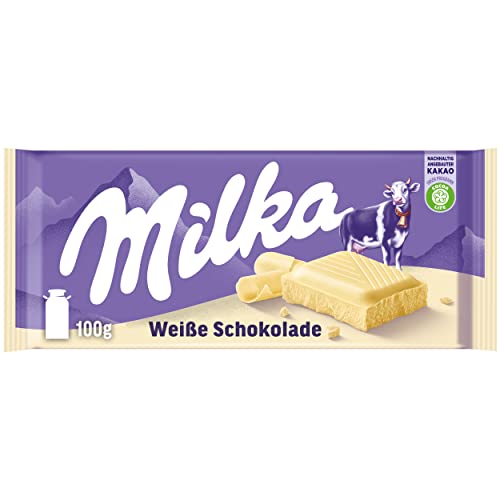 Milka Weiße Schokolade 1 x 100g I weiße Alpenmilch-Schokolade I Milka Schokolade aus 100% Alpenmilch I Tafelschokolade von Milka