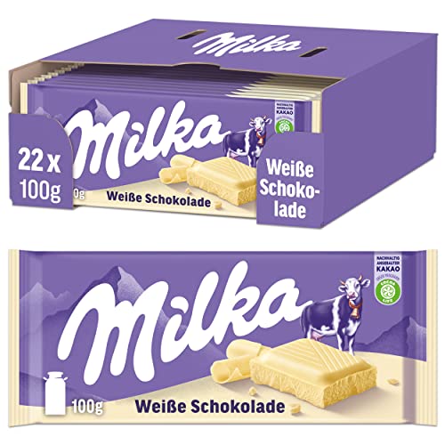 Milka Weiße Schokolade 22 x 100g, Zartschmelzende weiße Milka Tafel Schokolade von Milka