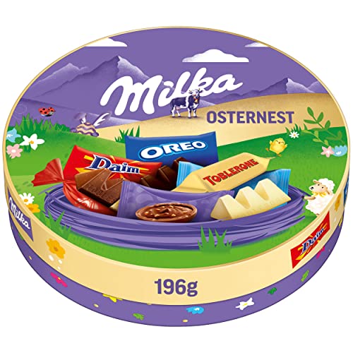 Milka & Friends Osternest 1 x 198g I Osterschokolade Einzelpackung I Pralinen-Mix I Ostergeschenk Schokolade I Süßigkeiten zu Ostern aus 100% Alpenmilch Schokolade von Milka