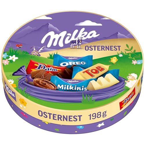 Milka & Friends Osternest 1 x 196g I Osterschokolade Einzelpackung I 24 Pralinen I Ostergeschenk Schokolade I Süßigkeiten zu Ostern aus 100% Alpenmilch Schokolade von Milka