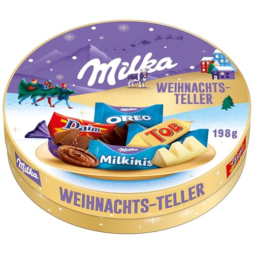 Milka & Friends Weihnachts-Teller 1 x 198g I Weihnachtsschokolade Mix Einzelpackung I Weihnachts-Geschenk Schokolade I Süßigkeiten zu Weihnachten aus 100% Alpenmilch Schokolade von Milka