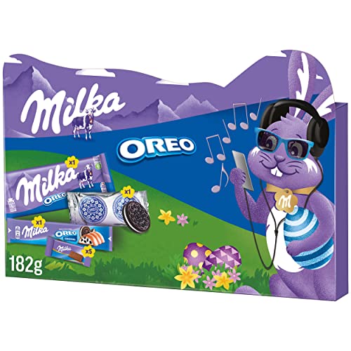 Milka & OREO Geschenkbox Ostern 1 x 182g I Osterschokolade Einzelpackung I 8-teilig I Ostergeschenk Schokolade I Süßigkeiten zu Ostern aus 100% Alpenmilch Schokolade von Milka