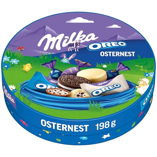 Milka & OREO Osternest 1 x 198g I Osterschokolade Einzelpackung I 20-teilig I Ostergeschenk Schokolade I Süßigkeiten zu Ostern aus 100% Alpenmilch Schokolade von Milka