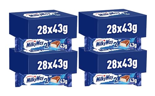 Milky Way Schokoriegel | Milchcreme | 112 Doppelriegel in einer Box (4 x 28 x 43 g) von Milky Way