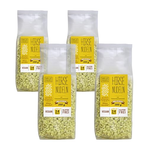 Mill & Folks Hirse-Pasta kleine Muscheln 4x200g | Vegan & Gluten-frei von Mill & Folks