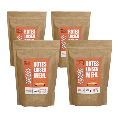 Mill & Folks Rotes Linsenmehl 4x450g | Vegan & Glutenfrei von Mill & Folks