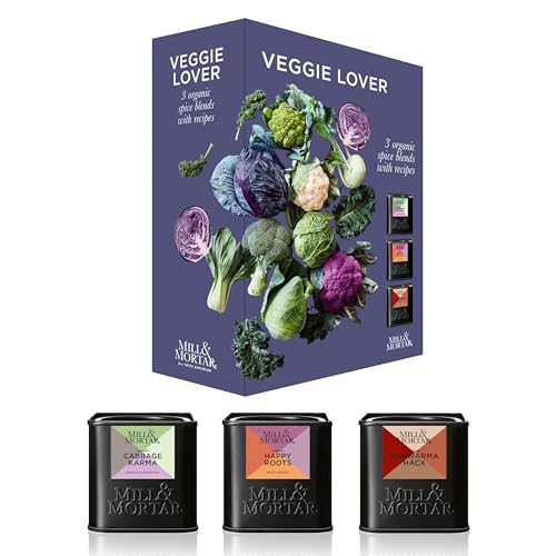 Mill & Mortar Veggi Lover Geschenkbox - 3 Bio Gewürzmischungen für Vegetarische Gerichte - 140 g von Mill & Mortar