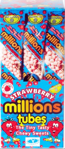 Sweets Strawberry Millions Tubes Box von 12 von Millions