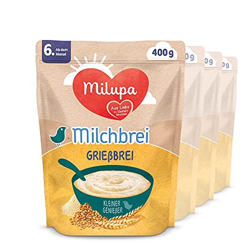 Milupa Miluvit Milchbrei Grieß – Babybrei ohne Palmöl – Frei von Konservierungs- und Farbstoffen – Ab dem 6. Monat – 1 x 400 g von Milupa