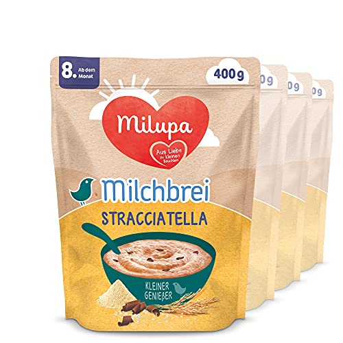 Milupa Milchbrei Stracciatella – Glutenfreier Babybrei ohne Palmöl – Frei von Konservierungs- und Farbstoffen – Ab dem 8. Monat – 4 x 400 g von Milupa