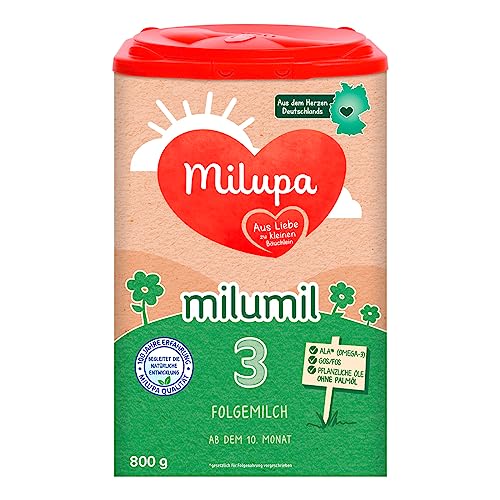 Milupa Milumil 3 – Folgemilch – Baby-Milchpulver – Nach dem 10. Monat – Passender Begleiter bei der Einführung fester Nahrung mit wichtigen Nährstoffen – Ohne Palmöl – 1 x 800 g von Milupa