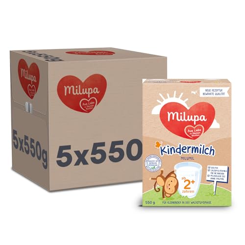 Milupa Milumil Kindermilch 2 Plus – Ab 2 Jahren – Für Kleinkinder in der Wachstumsphase – Begleitet die natürliche Entwicklung – 5 x 550 g Pulver von Milupa