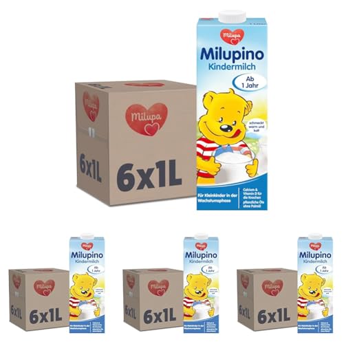 Milupino Kindermilch trinkfertig (6x1L), ab 1 Jahr, für Kleinkinder in der Wachstumsphase (Packung mit 4) von Milupa