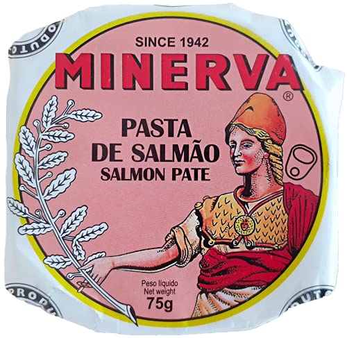 Minerva Gewürzte Lachspastete - Lachs Brotaufstrich 75 g - von Hand eingemacht und verpackt - reich an Omega-3 | Portugal von Minerva