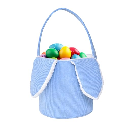 Osterhasen Taschen, Plüsch Osterkorb Mit Ohren,Osterhasen Korb Taschen, Geschenktüten Ostern, Gut Für Ostereiersuche Für Für Junge Mädchen Ostergeschenk(Blau) von Mingchengheng