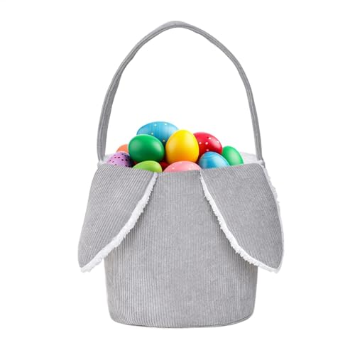 Osterhasen Taschen, Plüsch Osterkorb Mit Ohren,Osterhasen Korb Taschen,Geschenktüten Ostern, Gut Für Ostereiersuche Für Für Junge Mädchen Ostergeschenk(Gray) von Mingchengheng