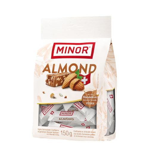 MINOR Almond Mini Praline | Veganer Schokoriegel aus der Schweiz | 100% natürliche Schokolade ohne Palmöl | zertifizierter Kakao von Minor